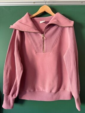 Varley Vine Half-Zip Dusty Rose Sweatshirt Oversized Collar Athleisure Workout